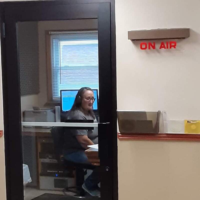 Myla Porter at WRUS hosting the Radio-thon